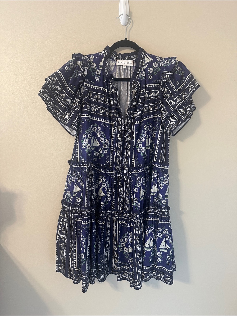 HUNTER BELL NWOT Women's Merritt Short Sleeve Dress in Bon Voyage Size XS Preppy - Picture 5 of 12